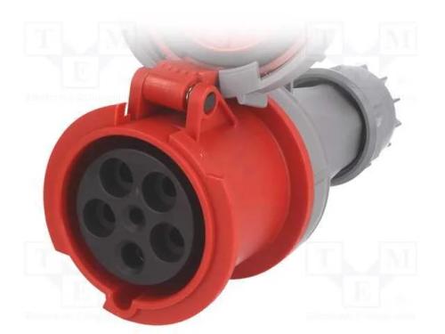 Conector: de alimentação AC 3 fases, ficha, fêmea.