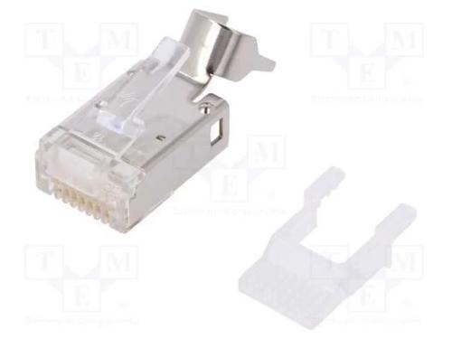 Ficha, RJ45, PIN: 8, Cat: 6a, blindadas, dourado,.