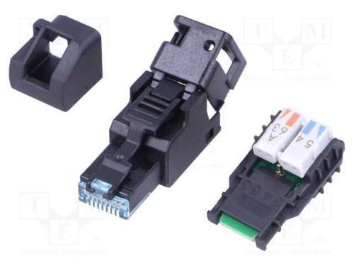 Ficha, RJ45, PIN: 8, Cat: 6a, não blindados,com a.