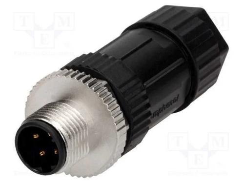 Ficha, M12, Pin: 4, Macho, Código D-Ethernet, com Cabo, Ip67, 250v