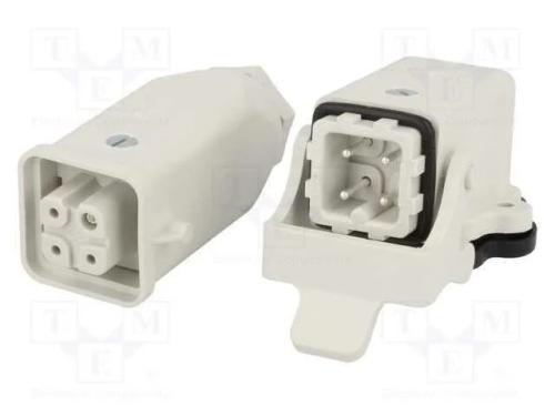 Conector: HDC, macho + fêmea, S-A, PIN: 4, 3+PE, .