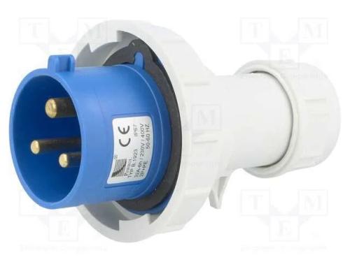 Conector: de alimentação, ficha, macho, 32A, 400V.