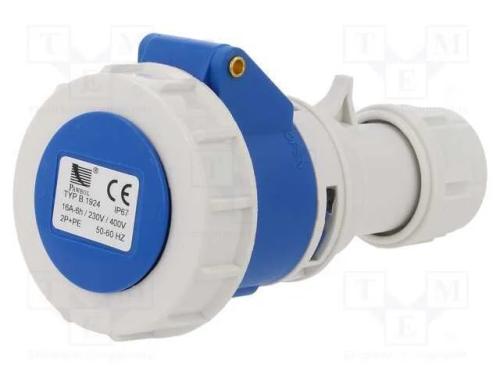 Conector: de alimentação, ficha, fêmea, 16A, 400V.