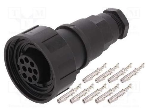 Conector: redondos, ficha, fêmea, PIN: 9, rosca i.