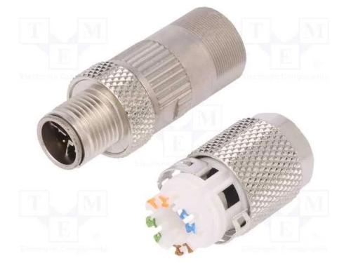 Ficha, M12, Pin: 8, Macho, Código X-Profinet, com Cabo, Idc, Ip67