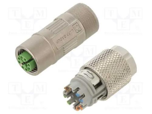 Ficha, M12, Pin: 8, Fêmea, Código X-Profinet, com Cabo, Idc, Ip67