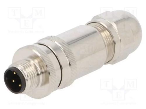 Ficha, M12, Pin: 4, Macho, Código D-Ethernet, com Cabo, Ip67, 250v