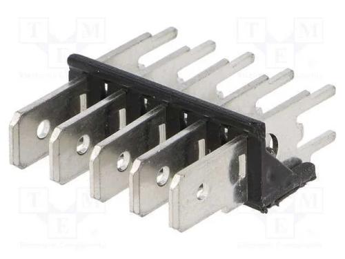 Conetor: Listel de Conectores, 6,3mm, 0,8mm, Tht, Latão, Estanhado