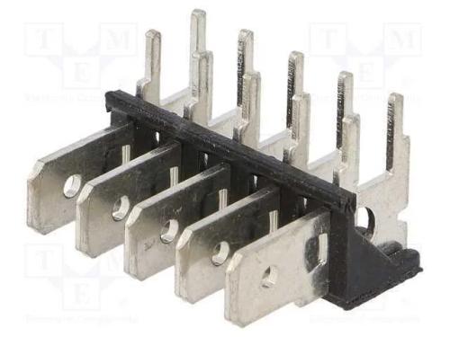 Conetor: Listel de Conectores, 6,4mm, 0,8mm, Tht, Latão, Estanhado