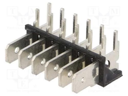Conetor: Listel de Conectores, 6,4mm, 0,8mm, Tht, Latão, Estanhado