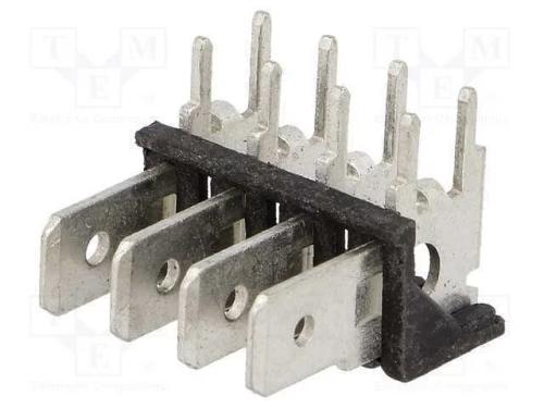 Conetor: Listel de Conectores, 6,4mm, 0,8mm, Tht, Aço, Estanhado