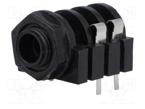 Tomada, Jack 6,3mm, Fêmea, Mono, Faixas: 2, para Painel, Tht