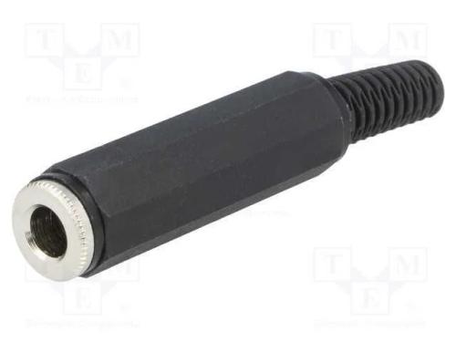 Ficha, Jack 6,3mm, F&ecirc;mea, Stereo,Com o Anel Protetor, Faixas: 3
