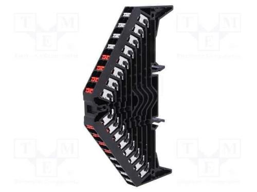 Conector: de Carril, 1,5mm2, Faixas: 8, Braçadeiras: 32, Preta, 8a