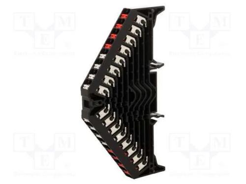 Conector: de Carril, 1,5mm2, Faixas: 8, Braçadeiras: 32, Preta, 8a
