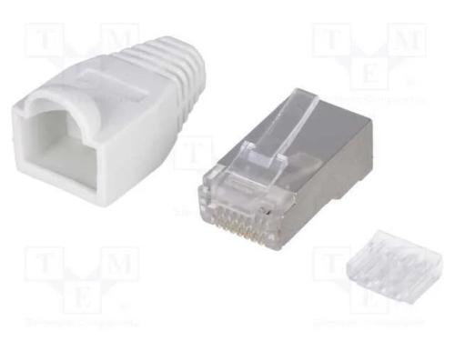 Ficha, RJ45, PIN: 8, Cat: 6, blindadas,com protet.