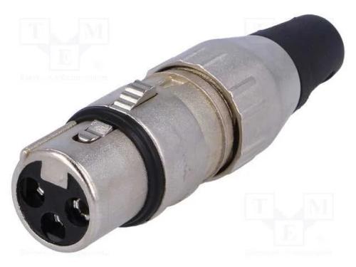 Ficha, Xlr, Fêmea, Pin: 3, Simples, com Cabo, Solda, Prateado, 50v