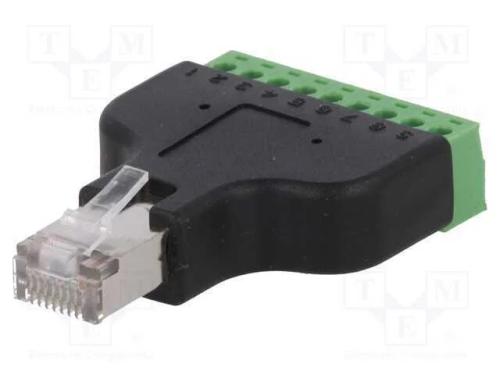 Adaptador, PIN: 8, blindadas, bloco terminal,RJ45.
