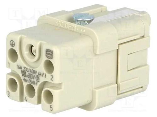 Conector: HDC, inserto de contatos, fêmea, Han Q,.