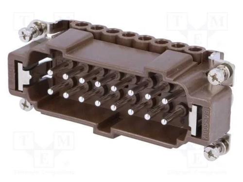 Conector: HDC, macho, 180 C, 16+PE, tamanho 77.27.