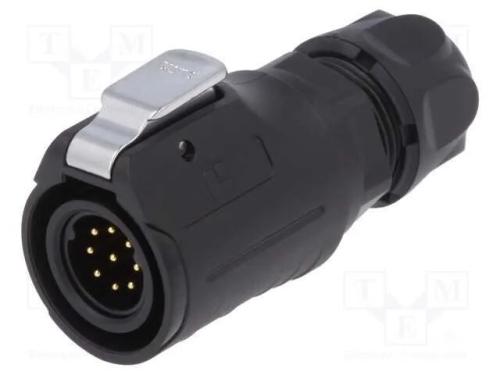 Conector: Redondos, Ficha, Tamanho 16, 02, Macho, Pin: 9, com Trinco