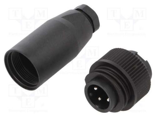 Conector: Redondos, Ficha, 692,693,Rd24, Macho, Pin: 4, Prateado