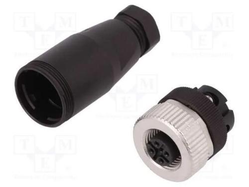 Conector: M12, Ficha, Fêmea, Pin: 4, Rosca Interna,Torcidos, 4a