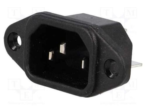 Conector: de alimentação, tomada, macho, 10A, 250.
