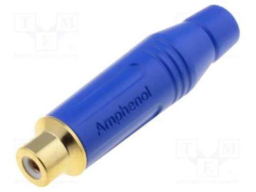 Ficha, Rca, Fêmea, Simples, Solda, Azul, Dourado, com Cabo, 3÷7mm