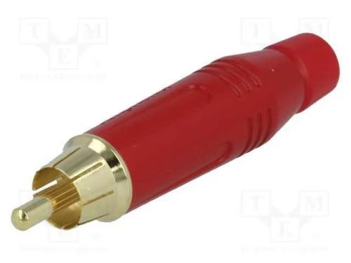 Ficha, Rca, Macho, Simples, Solda, Vermelha, Dourado, com Cabo
