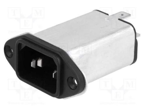 Conector: de alimentação, tomada, macho, 6A, 250V.
