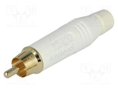 Ficha, Rca, Macho, Simples, Solda, Branca, Dourado, com Cabo, 3÷7mm