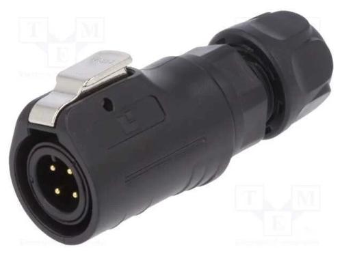 Conector: Redondos, Ficha, Tamanho 12, 02, Macho, Pin: 4, com Trinco