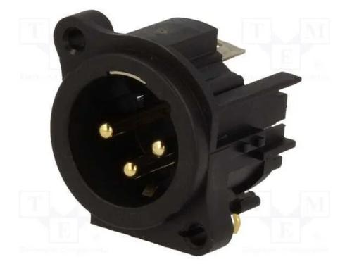 Tomada, Xlr, Macho, Pin: 3, Angulares 90, Roscado, Tht, Dourado