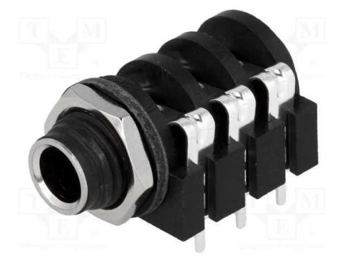 Tomada, Jack 6,3mm, Fêmea, Stereo,Com Interruptor Duplo, Tht