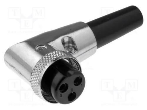 Ficha, de microfone, f&ecirc;mea, PIN: 3, com cabo, ang.