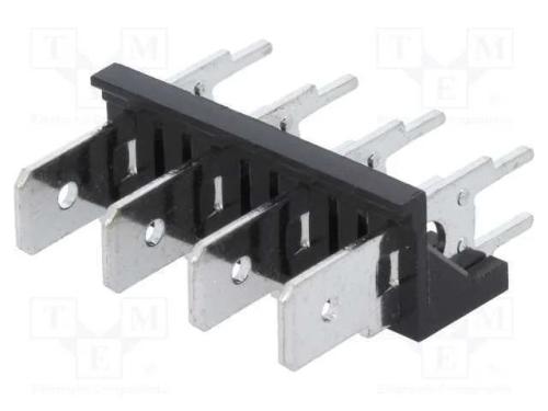 Conetor: Listel de Conectores, 6,3mm, Tht, 250v, Simples, Faixas: 4