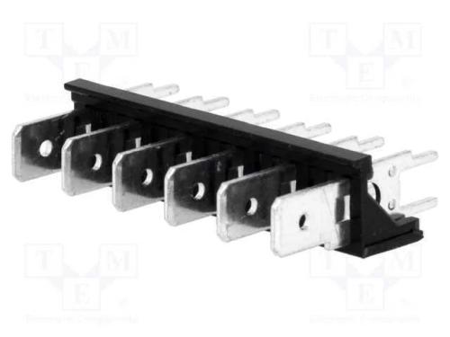 Conetor: Listel de Conectores, 6,3mm, Tht, 250v, Simples, Faixas: 6