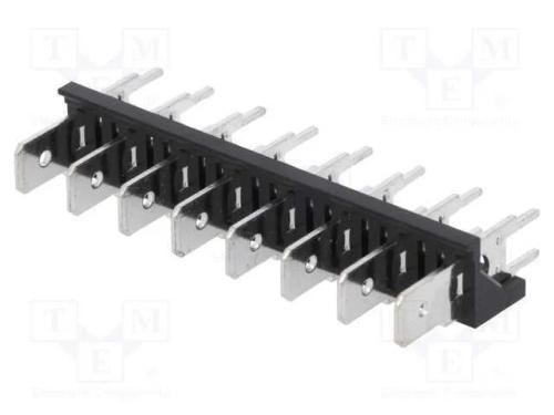 Conetor: Listel de Conectores, 6,3mm, Tht, 250v, Simples, Faixas: 8