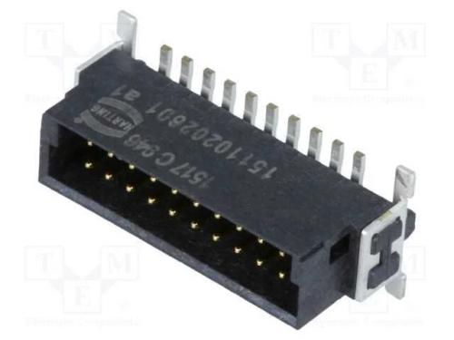 Conector: Placa- Fio/Placa, Macho, Pin: 20, 1,27mm, Har-Flex, 2,3a