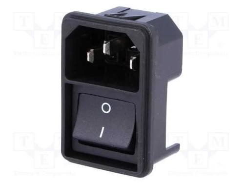 Conector: de alimentação, tomada, macho, 10A, 250.