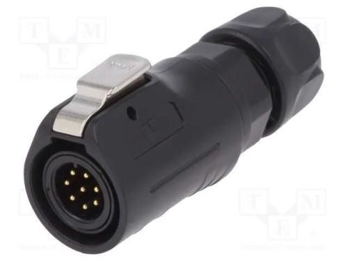 Conector: Redondos, Ficha, Tamanho 12, 02, Macho, Pin: 8, com Trinco