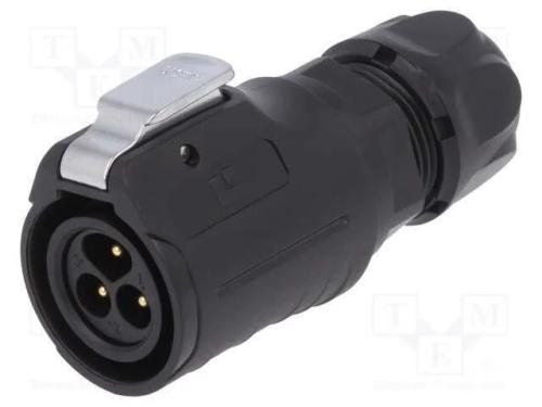 Conector: Redondos, Ficha, Tamanho 16, 02, Macho, Pin: 3, com Trinco