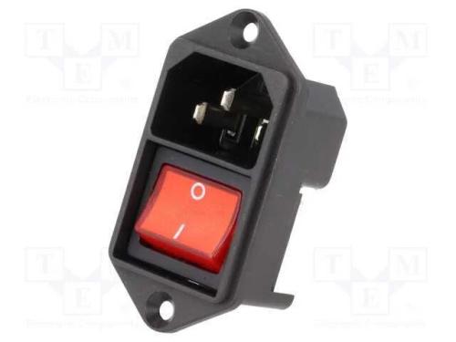 Conector: de alimentação, tomada, macho, 10A, 250.