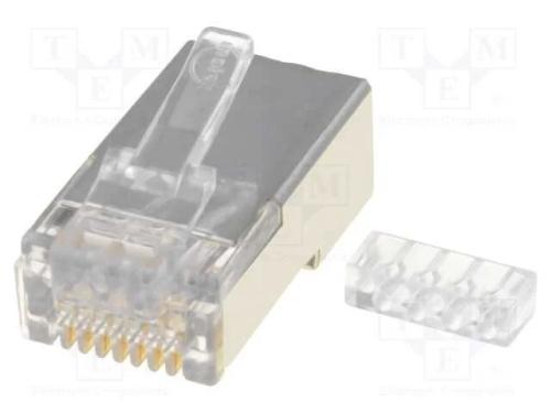 Ficha, Rj45, 44915, Pin: 8, Cat: 6, Blindadas, Dourado, com Cabo