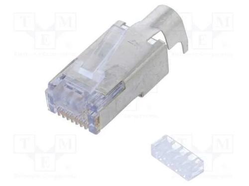 Ficha, Rj45, 44915, Pin: 8, Cat: 6, Blindadas, Dourado, com Cabo