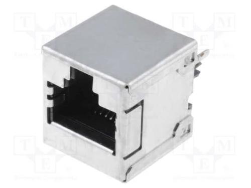 Tomada, RJ45, PIN: 8, Cat: 5e, blindadas, dourado.