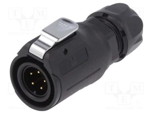 Conector: Redondos, Ficha, Tamanho 16, 02, Macho, Pin: 5, com Trinco