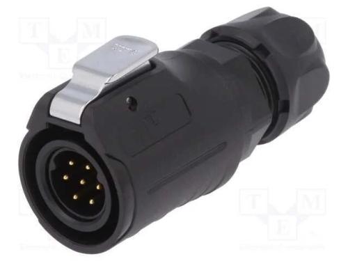Conector: Redondos, Ficha, Tamanho 16, 02, Macho, Pin: 7, com Trinco