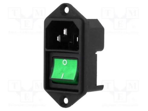 Conector: de alimentação, tomada, macho, 10A, 250.